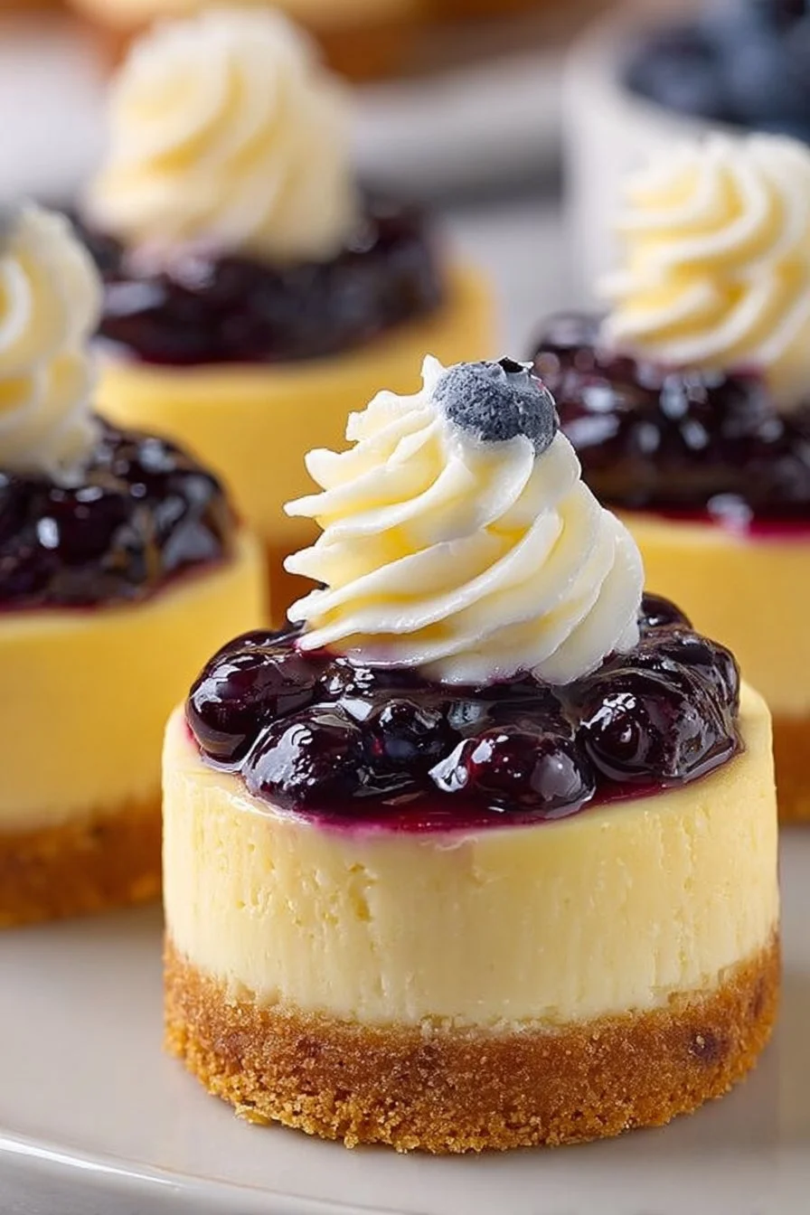 Healthy Mini Lemon Blueberry Cheesecakes