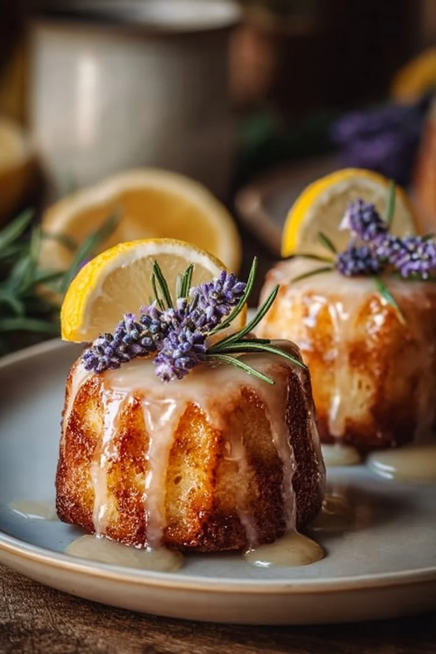 Mini Lemon Cakes With Lavender Glaze