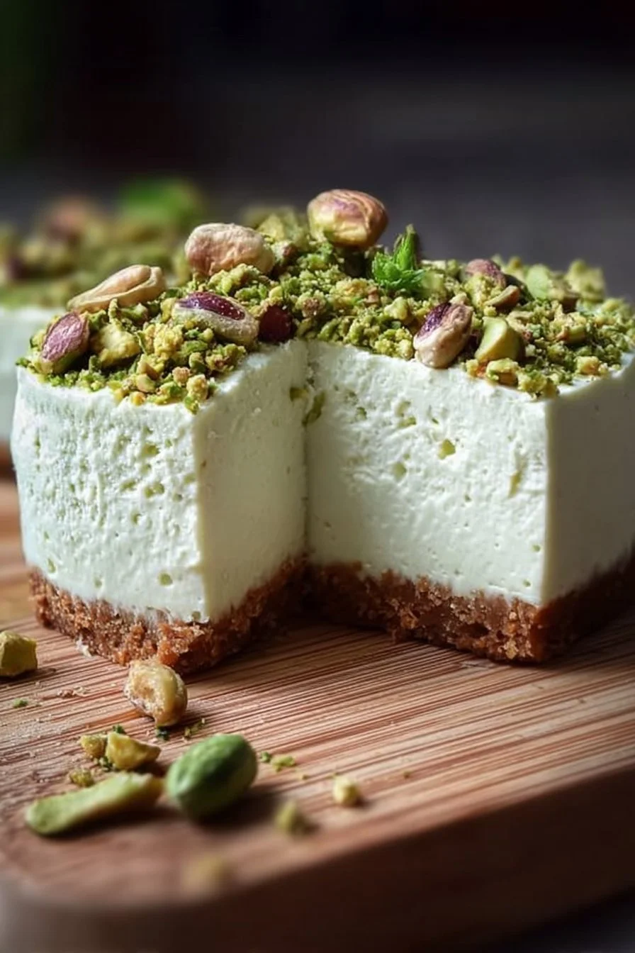 Pistachio Cheesecake Without Baking
