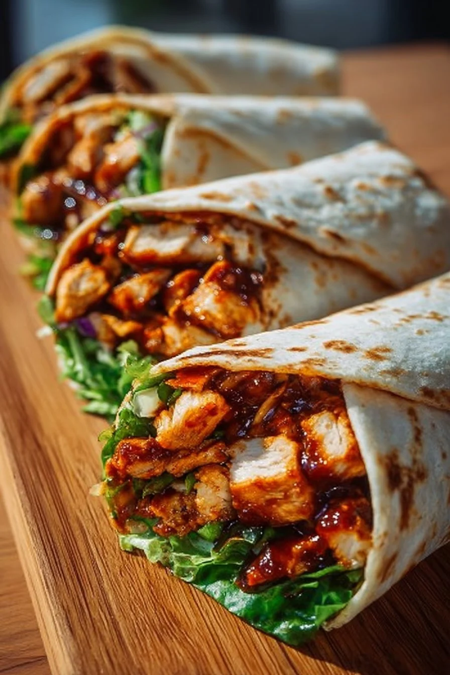 Spicy Honey BBQ Chicken Wraps