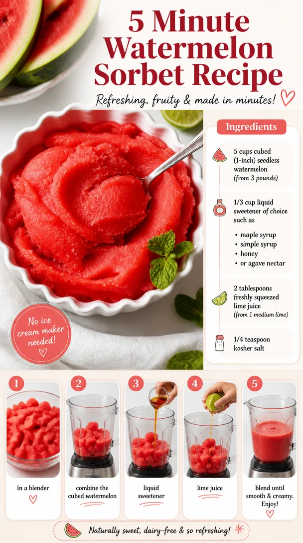 5 Minute Watermelon Sorbet Recipe