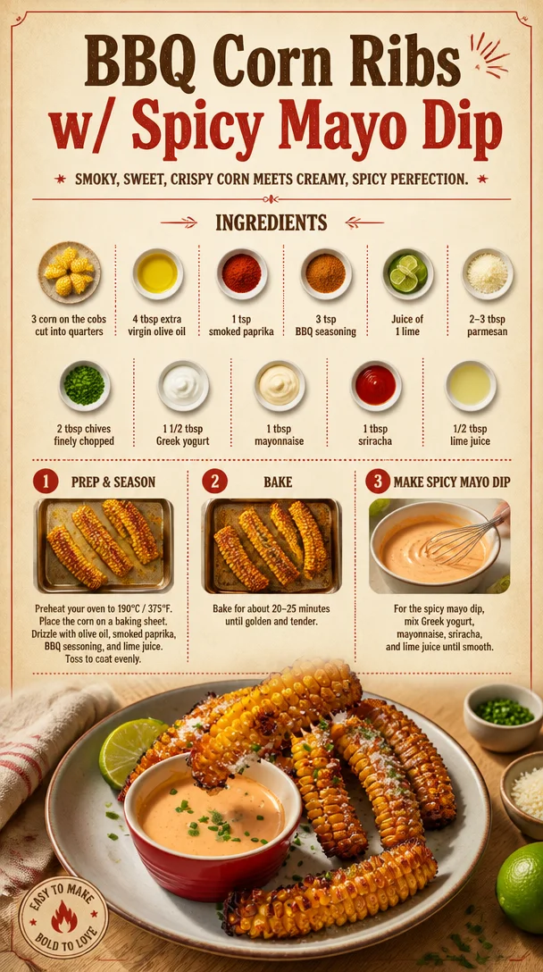 BBQ Corn Ribs with Spicy Mayo Dip