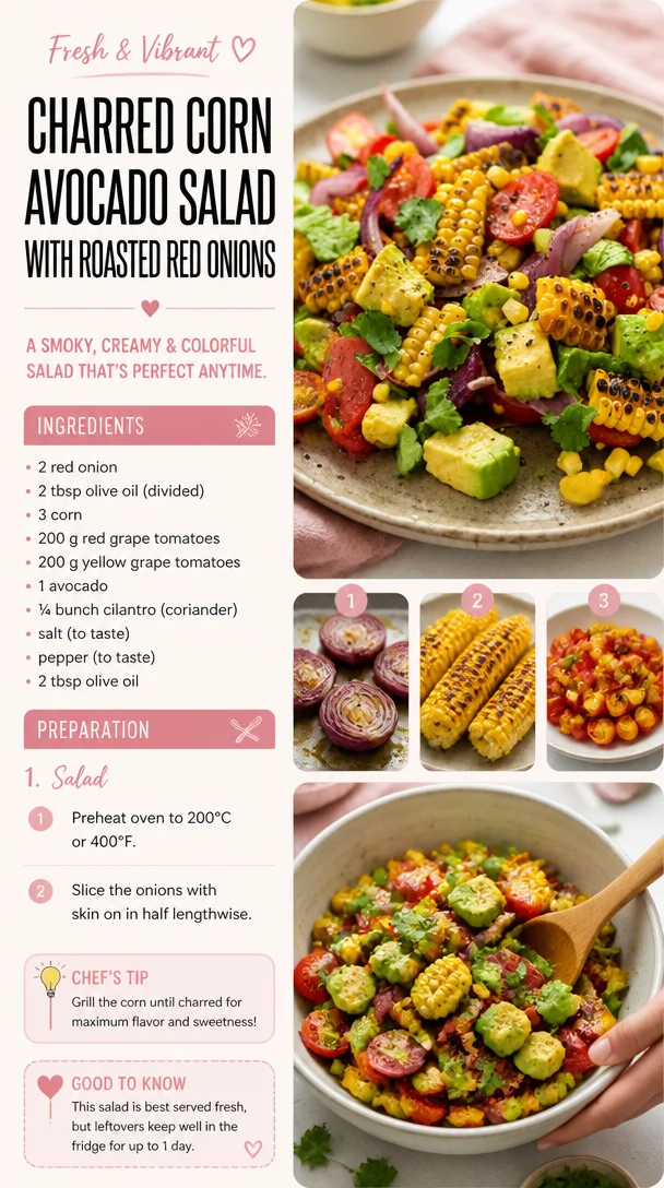 Charred Corn Avocado Salad with Roasted Red Onions