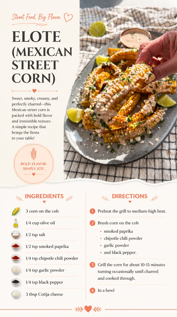 Delicious Mexican Street Corn on the cob topped with cheese, spices, and cilantro