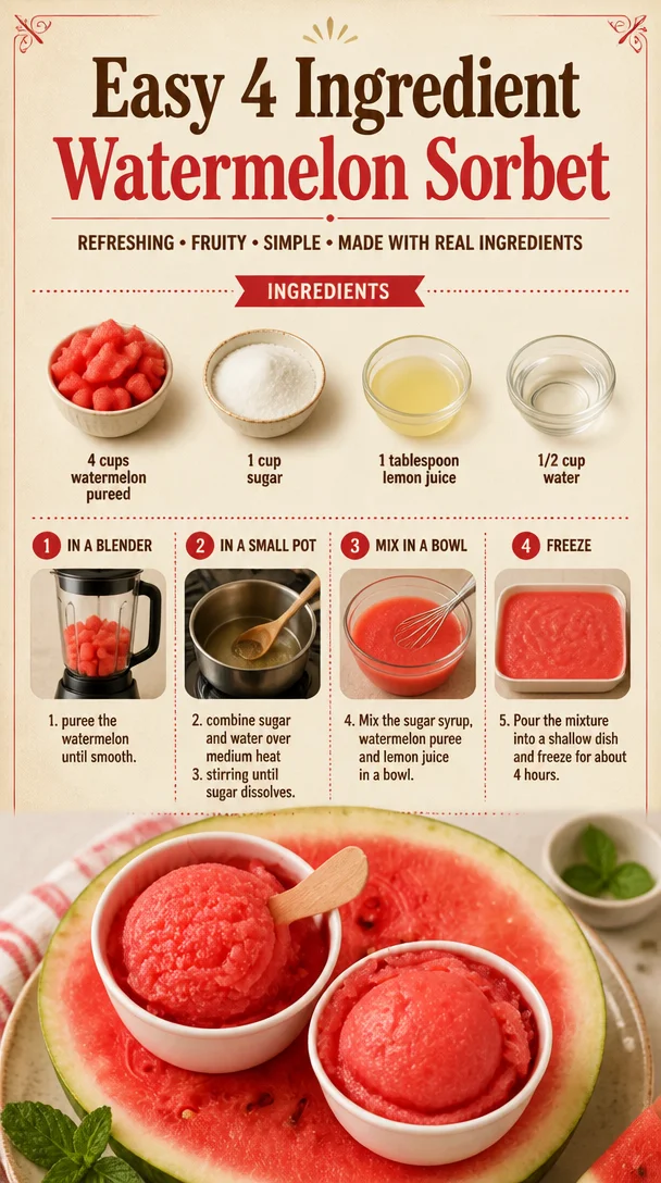 Easy 4 Ingredient Watermelon Sorbet