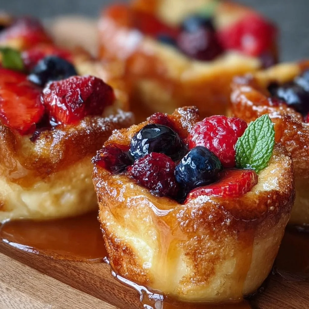 Easy Baked Berry French Toast Cups Recipe with Sweet Maple Glaze