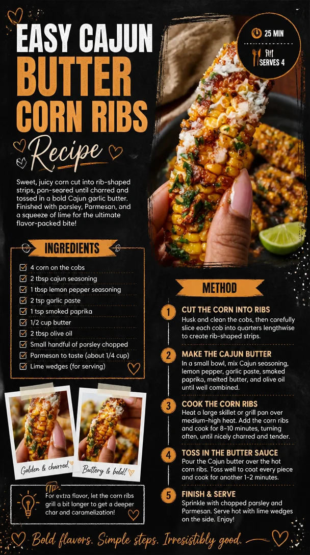 Delicious Cajun butter corn ribs served on a plate