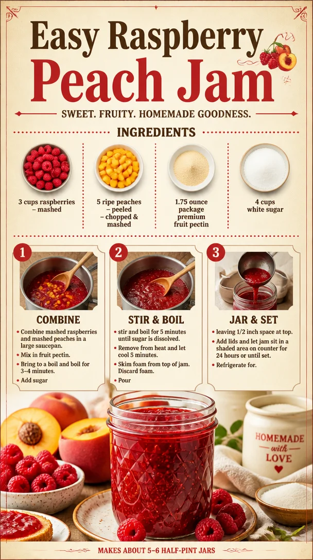Easy Raspberry Peach Jam