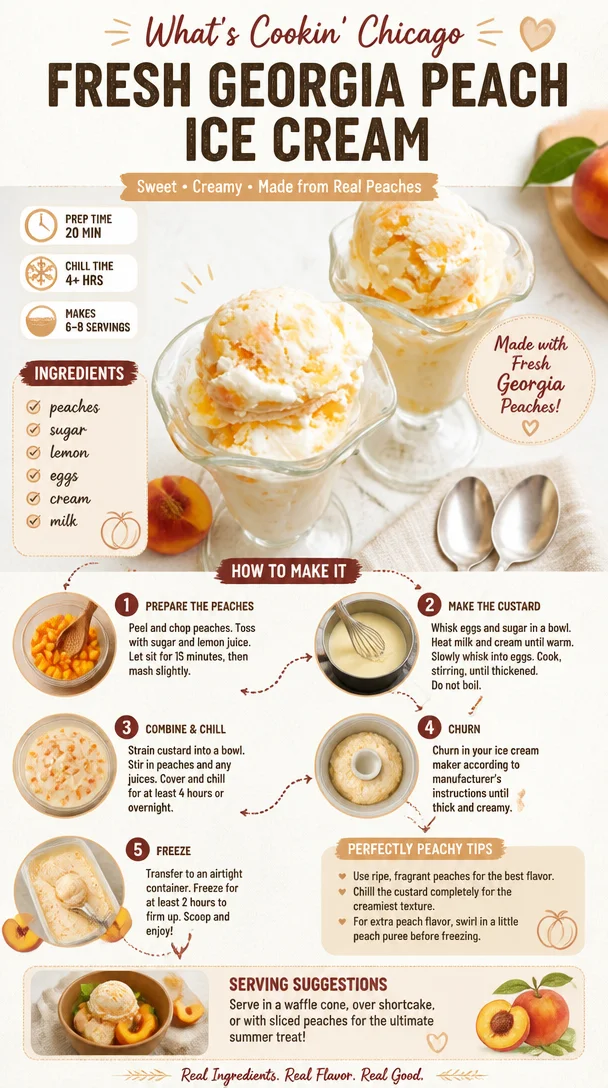 Fresh Georgia Peach Ice Cream | What's Cookin' Chicago
