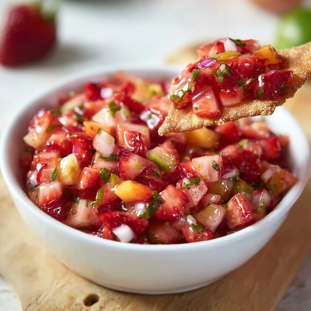 Fruit Salsa with Cinnamon Sugar Pita Chips