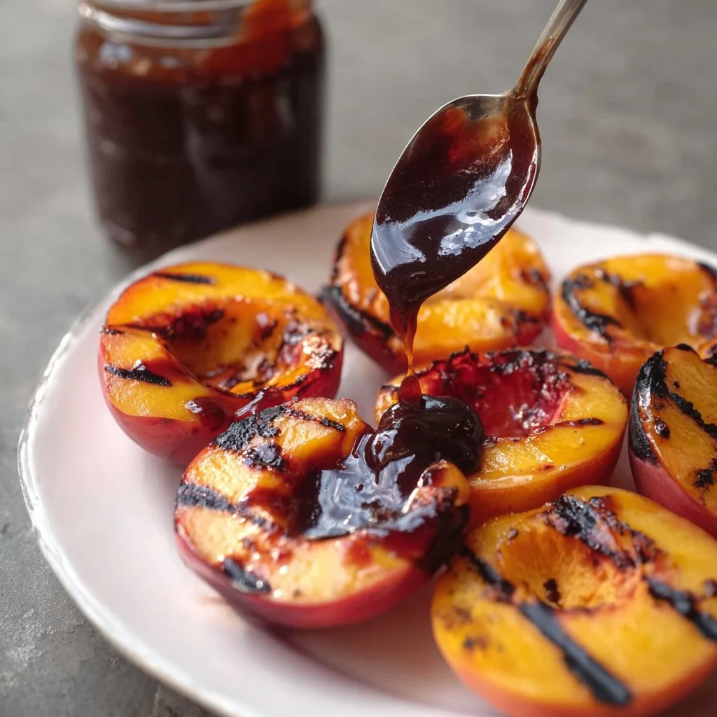 Grilled Peaches with Blackberry Sauce