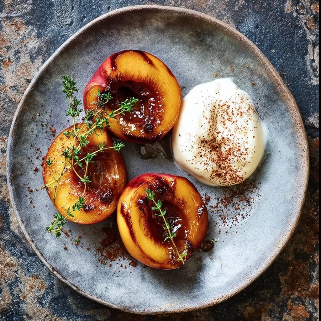 Grilled Peaches with Mascarpone and Honey