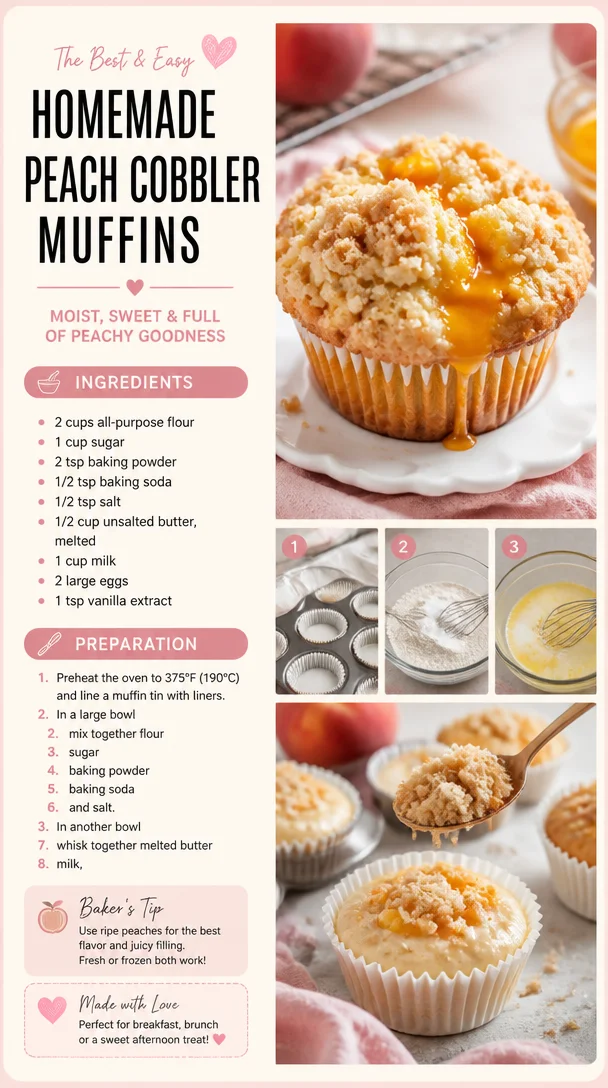 Homemade Peach Cobbler Muffins