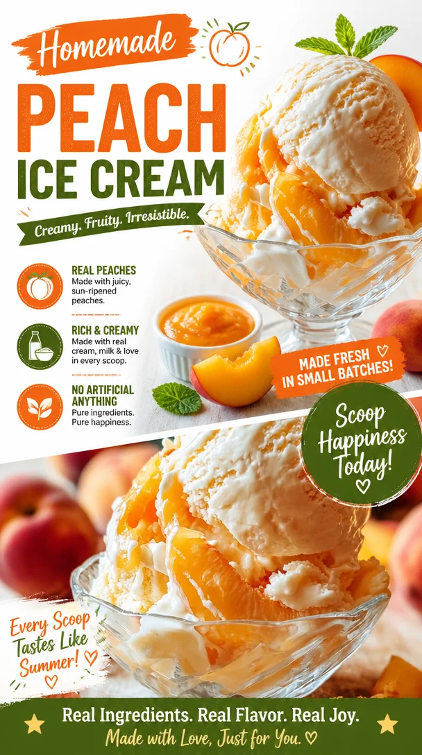 Homemade Peach Ice Cream