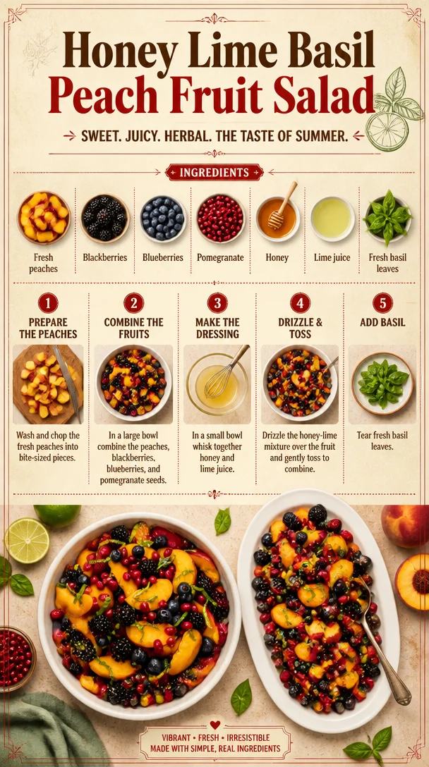 Honey Lime Basil Peach Fruit Salad