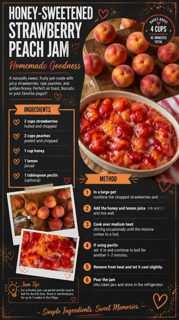 Honey-Sweetened Strawberry Peach Jam
