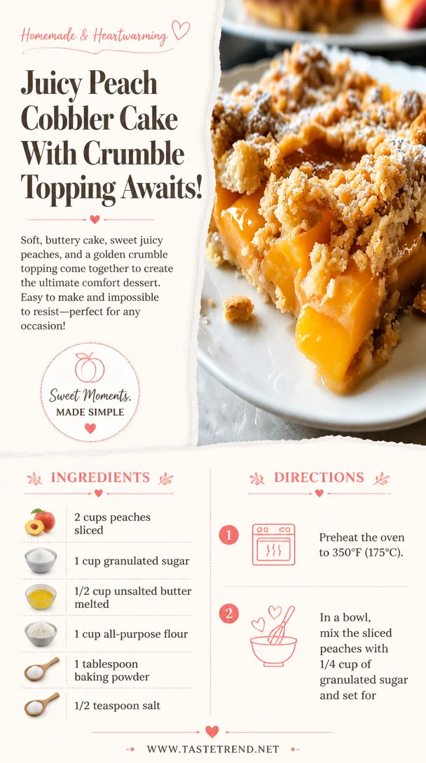 Juicy Peach Cobbler Cake With Crumble Topping Awaits!