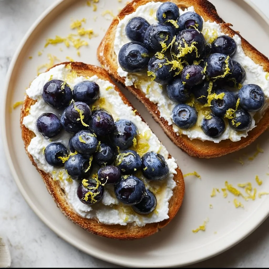 Lemon Blueberry Ricotta Toast With Honey