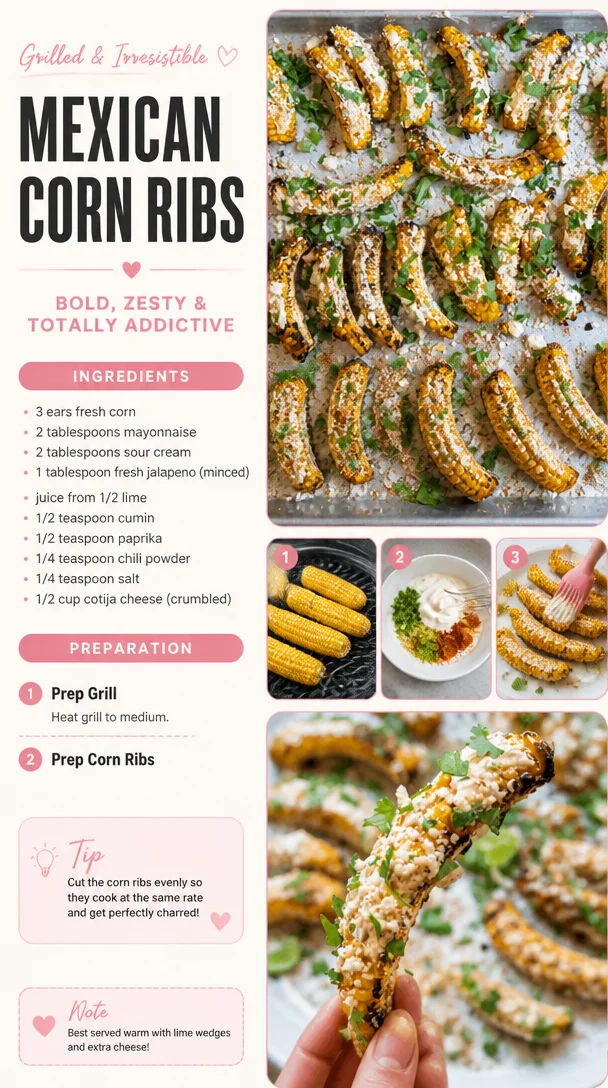 Delicious Mexican Corn Ribs served on a plate with fresh toppings