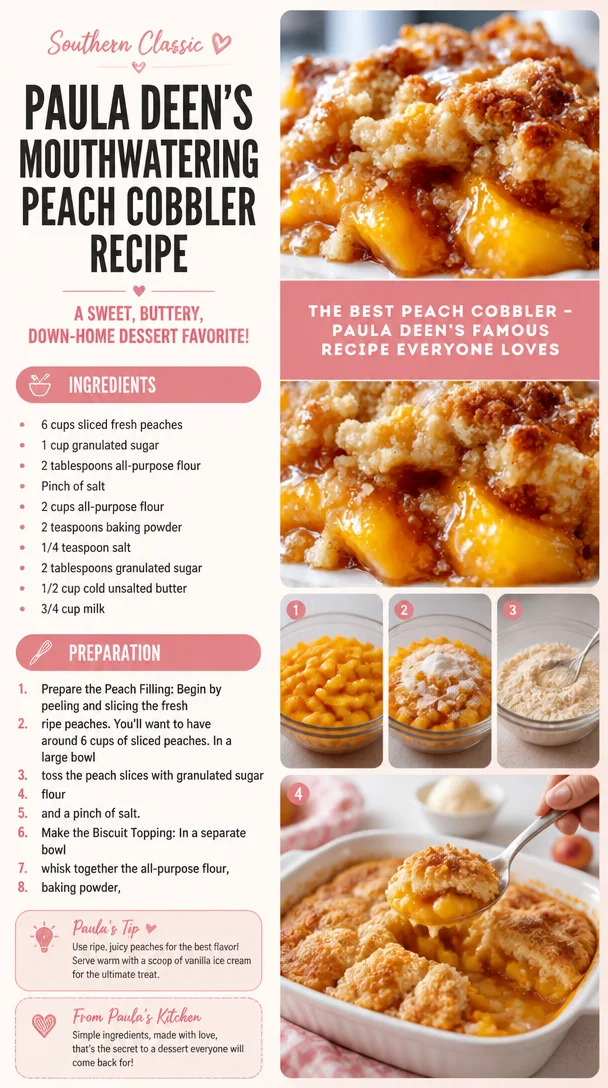 Paula Deen’s Mouthwatering Peach Cobbler Recipe