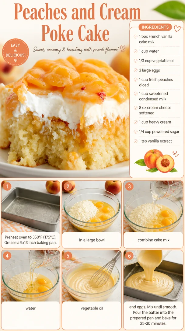 Peaches and Cream Poke Cake