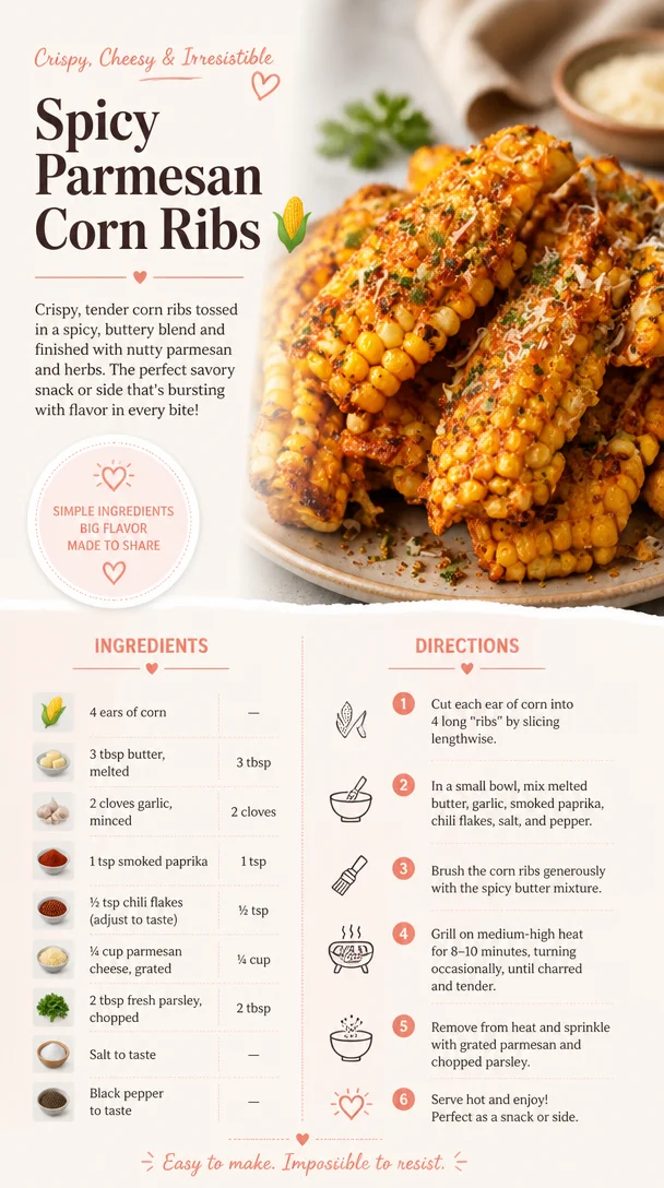 Spicy Parmesan Corn Ribs garnished with herbs and spices
