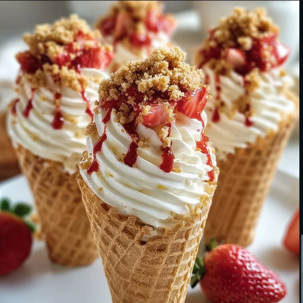 Strawberry Crunch Cheesecake Cones