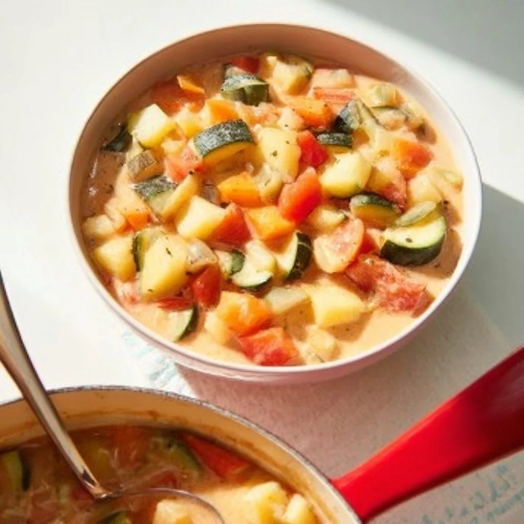 Summer Vegetable Stew is delicious, with tomatoes, zucchini, carrots and more. Fresh flavors perfect for a weeknight… | Recipes, Vegetarian recipes, Cooking recipes