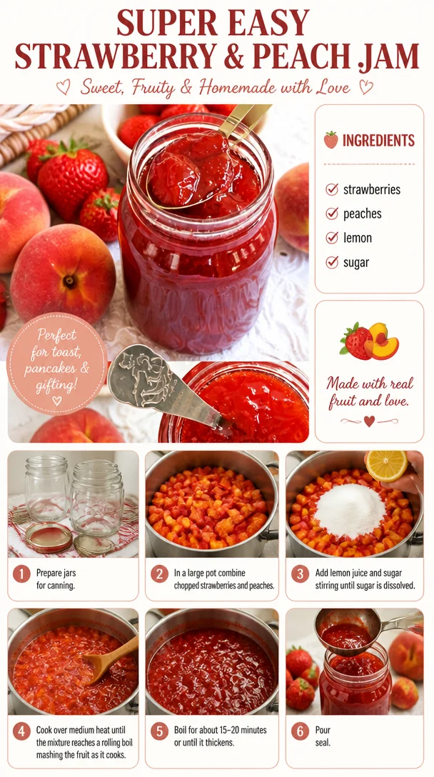 Super Easy Strawberry & Peach Jam