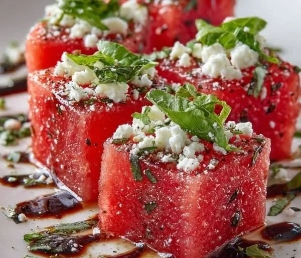 Watermelon Feta and Basil Bites