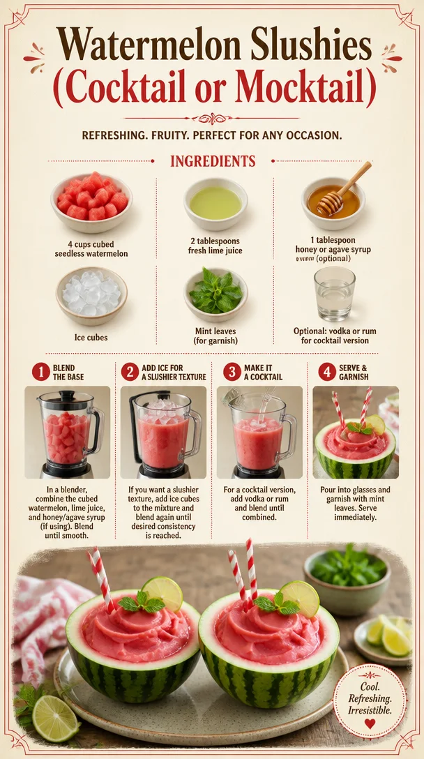 Watermelon Slushies (Cocktail or Mocktail)