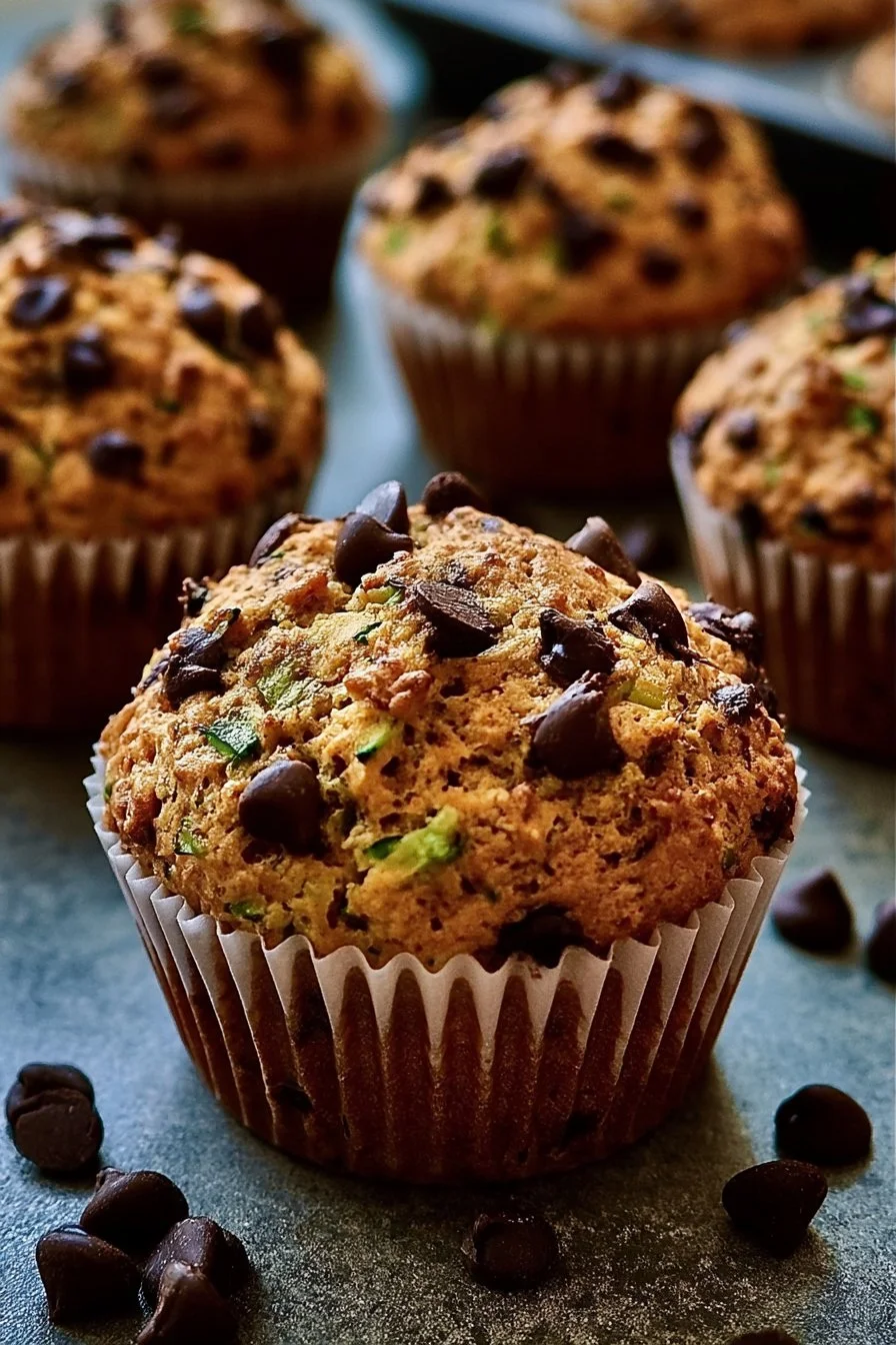 Bakery Style Chocolate Chip Zucchini Muffins