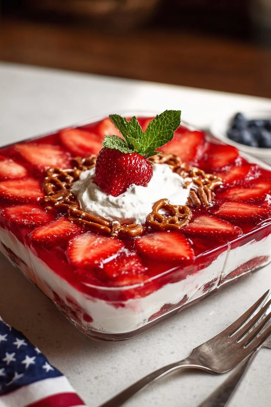 BEST Strawberry Pretzel Jello Salad Recipe