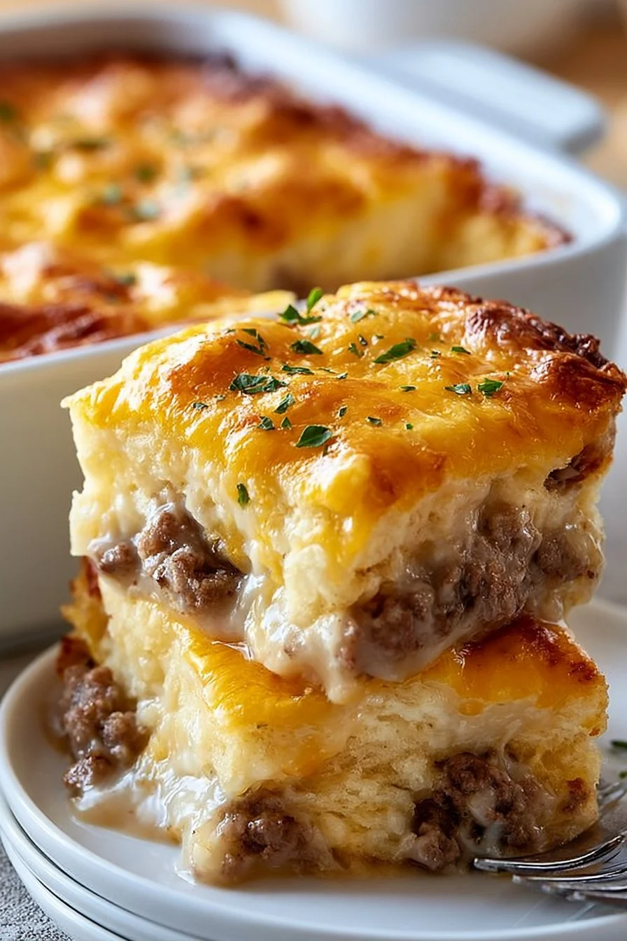 Biscuits and Gravy Breakfast Casserole