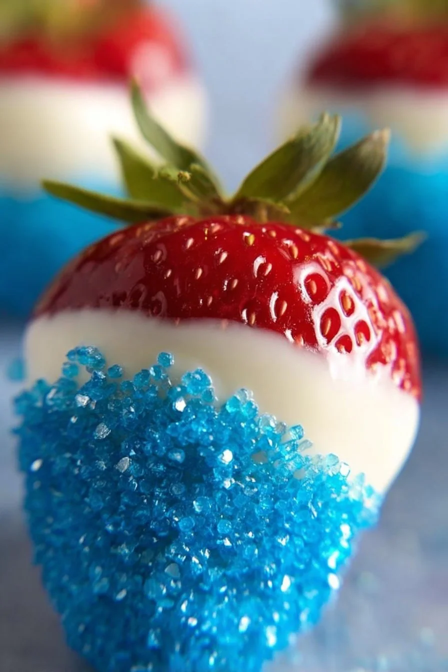 Delicious Red, White, and Blue Strawberries | Holiday Recipes, Breakfast Food Recipes, Party Dishes