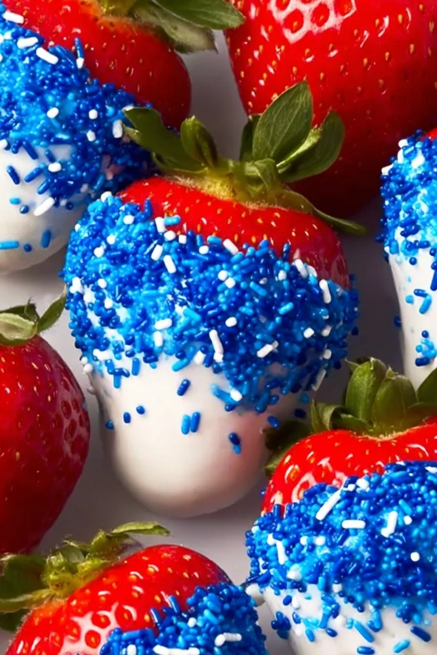 Easy Dessert Strawberries (Red, White, and Blue)
