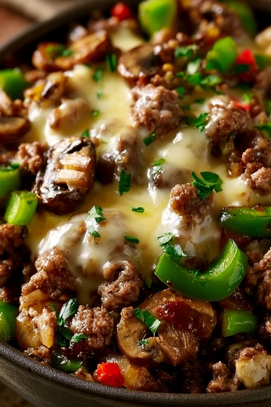 Ground Beef Philly Cheesesteak Bowl Recipe