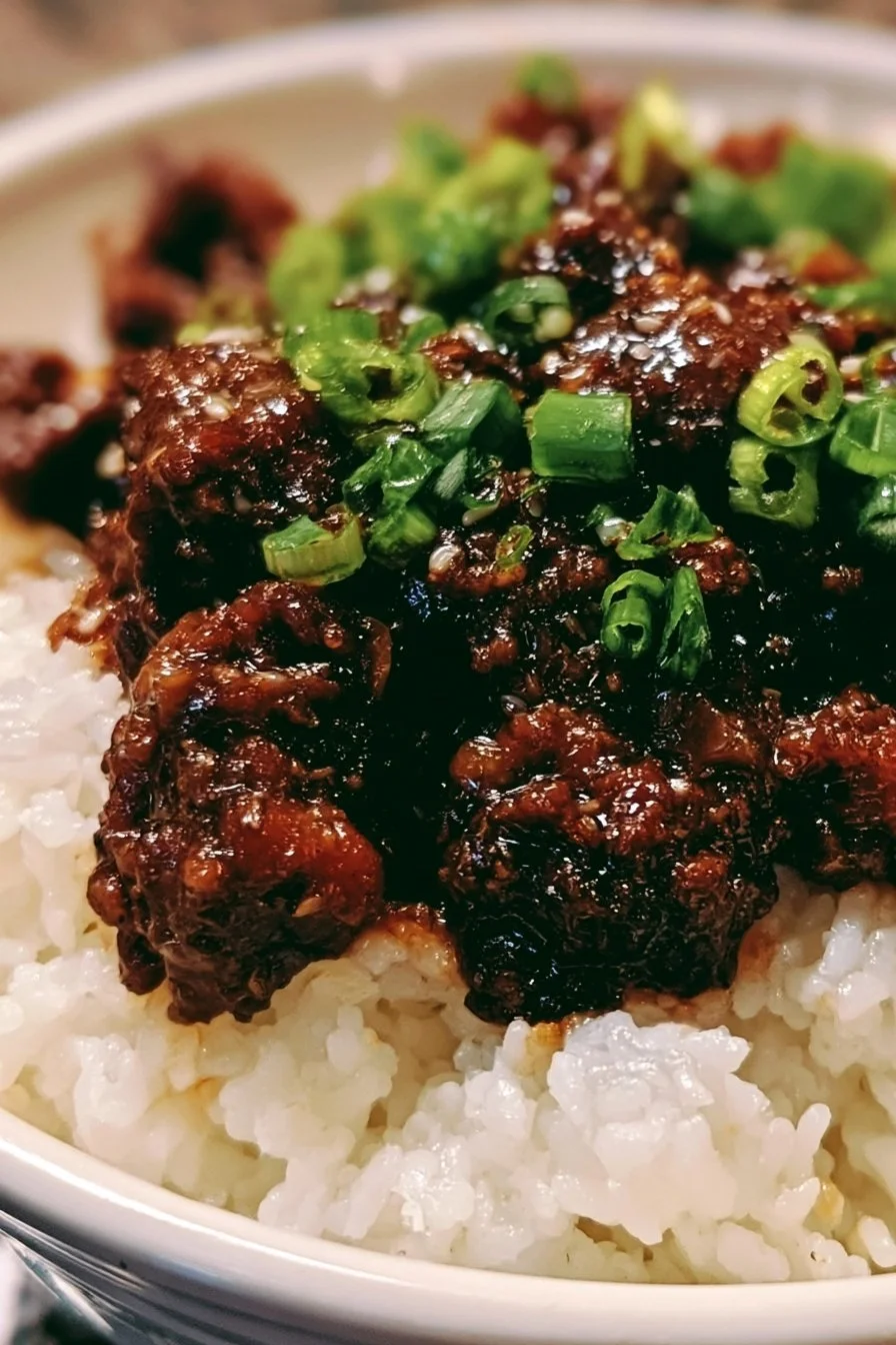 Honey Garlic Ground Beef Rice Bowl