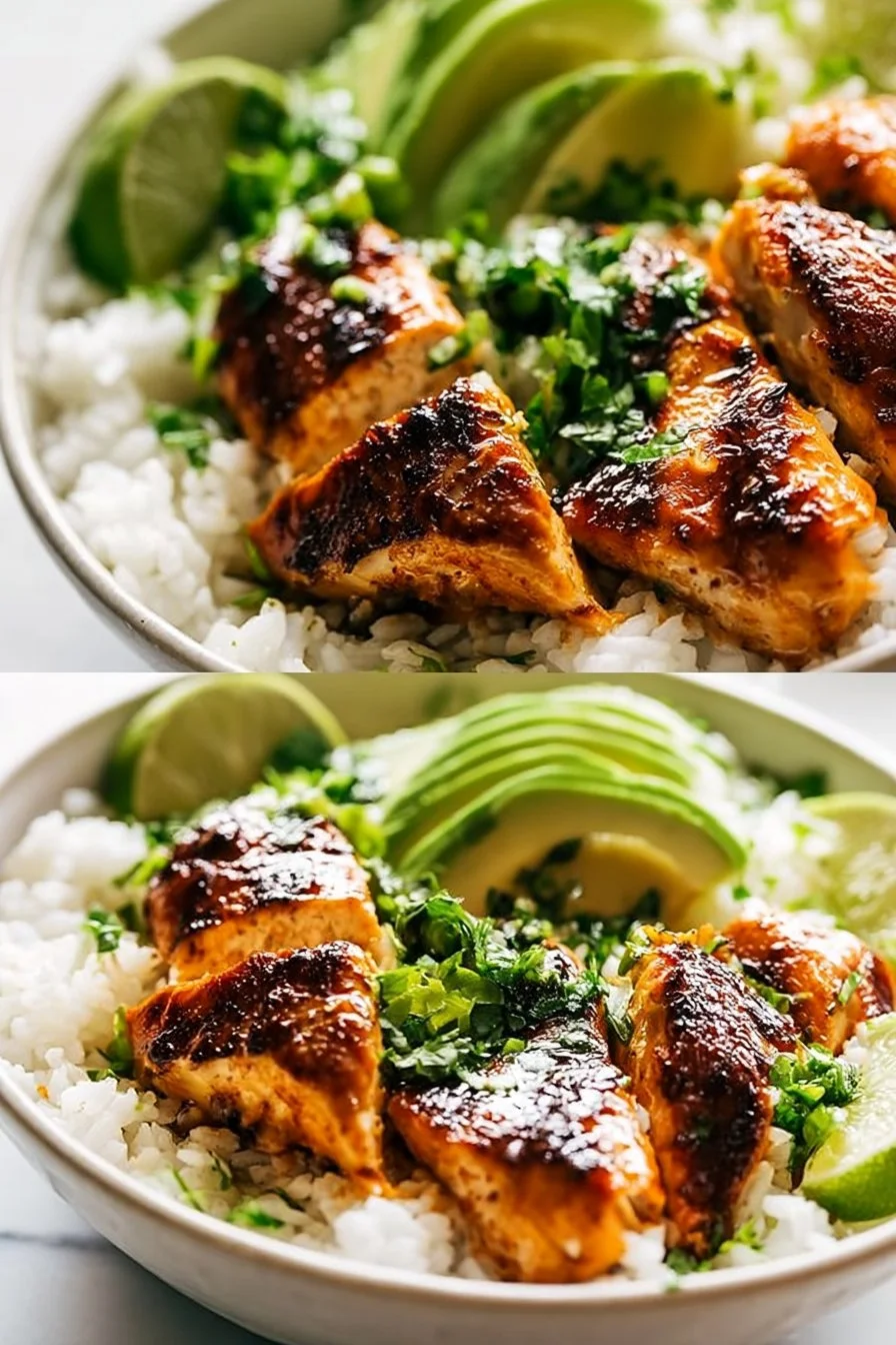 Honey Lime Chicken & Avocado Rice Bowl