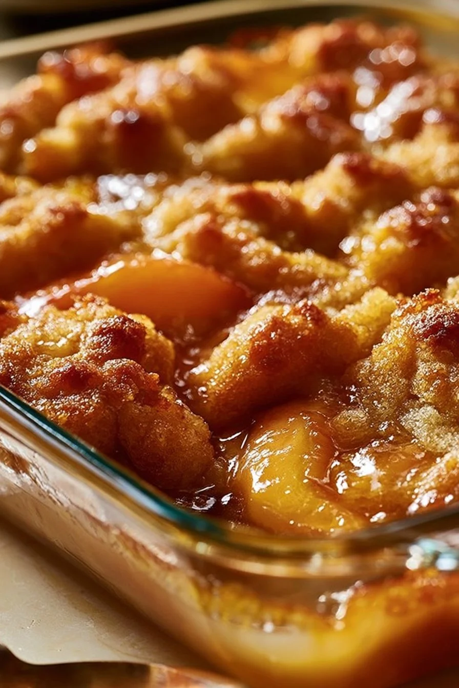 Hot Peach Cobbler Right Out Of The Oven