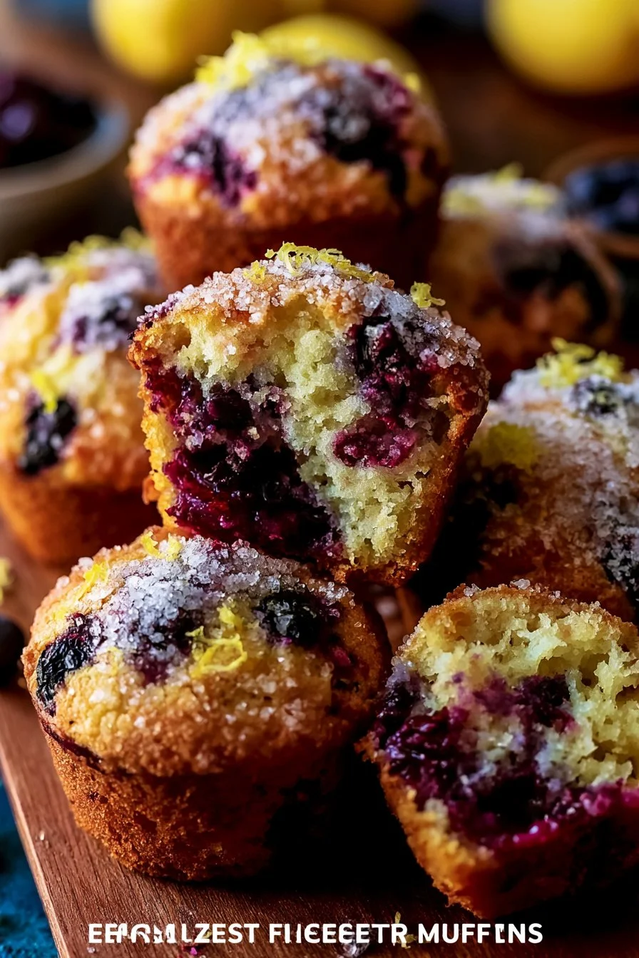 Huckleberry Muffins with Lemon Zest and Turbinado Sugar Crust