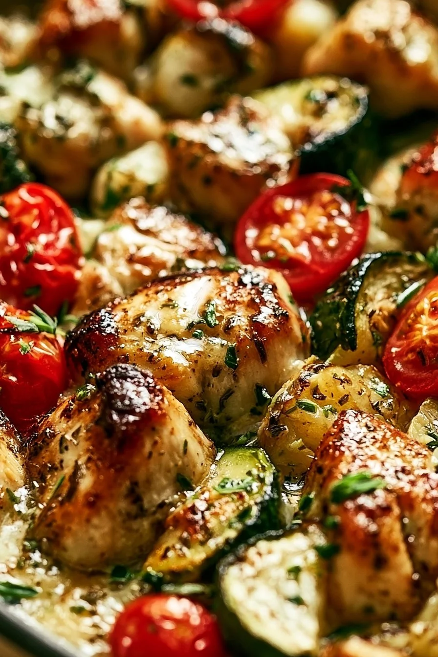 Mediterranean Chicken Zucchini Bake
