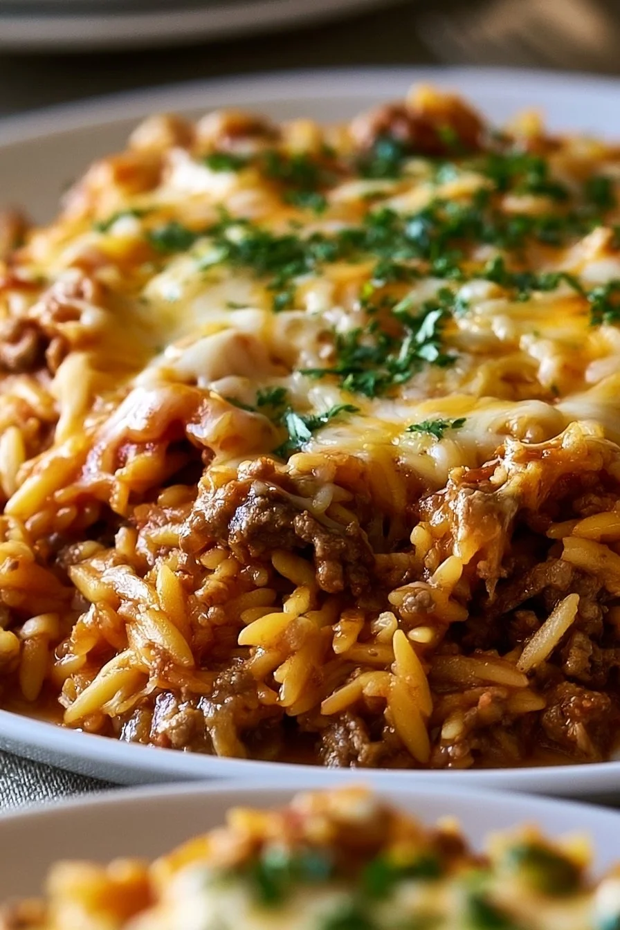 One-Pan Ground Beef Orzo Bake