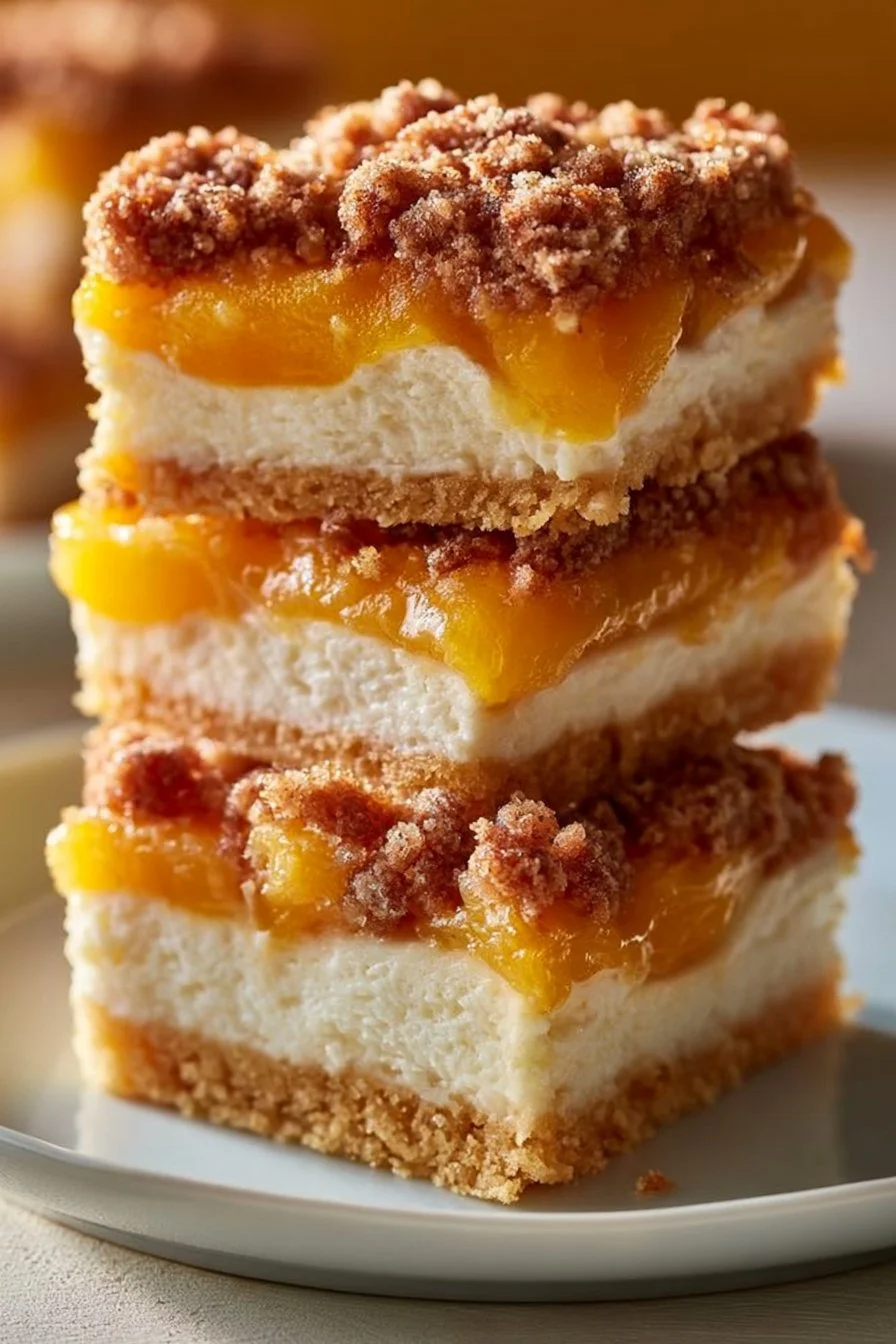 Peach Cobbler Cheesecake Bars