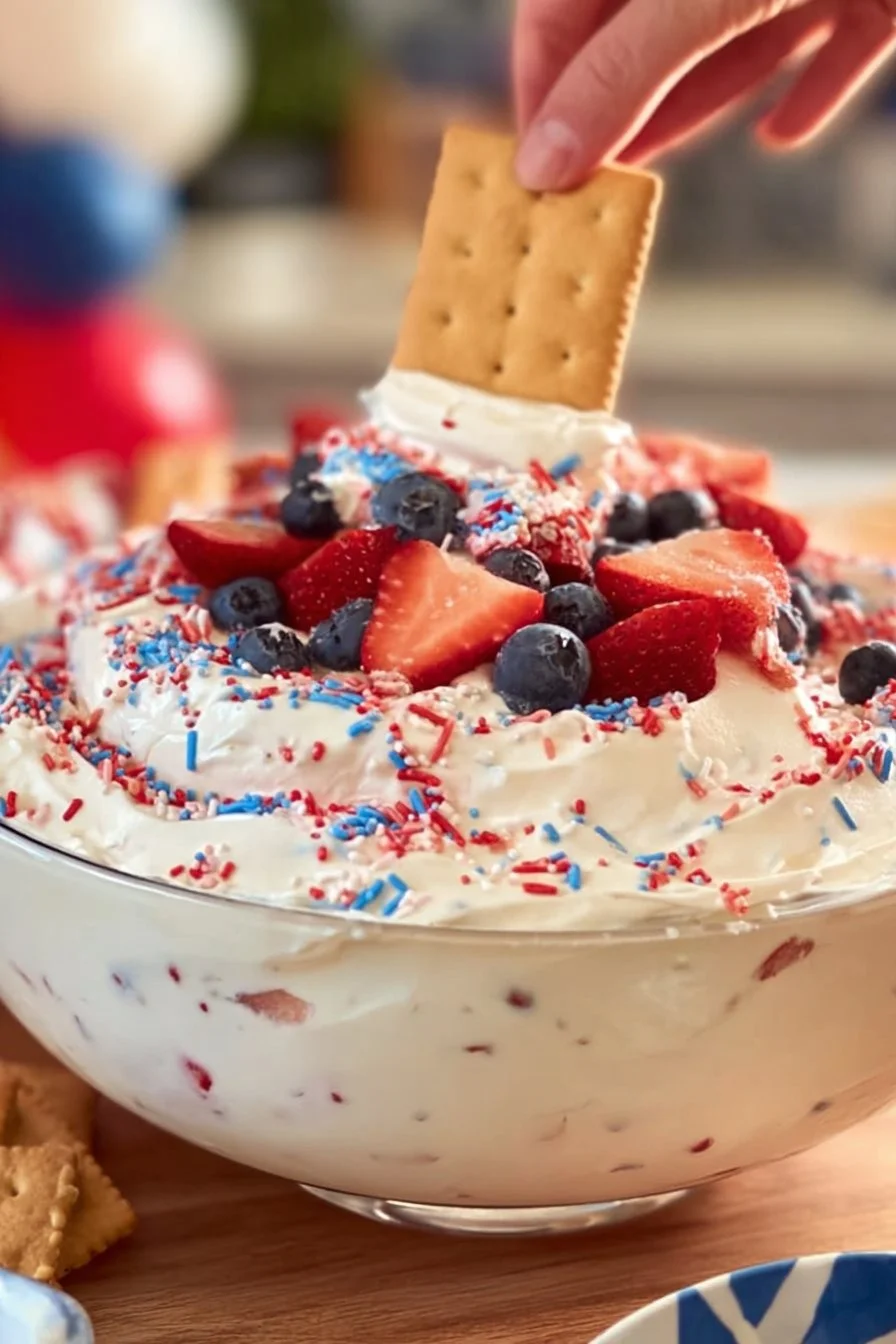 Red, White and Blue Cheesecake Dip