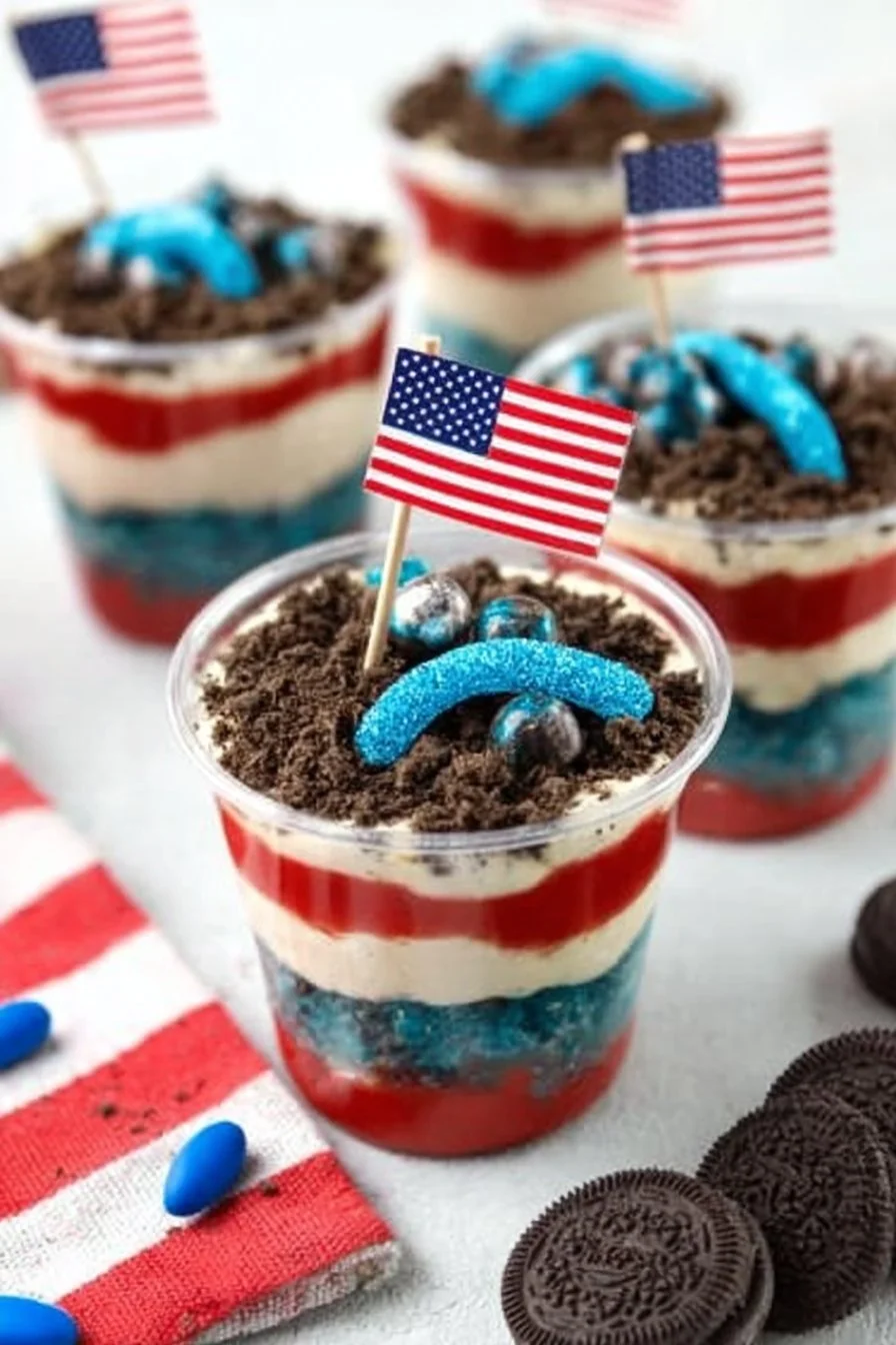 Red, White and Blue Dirt Cups