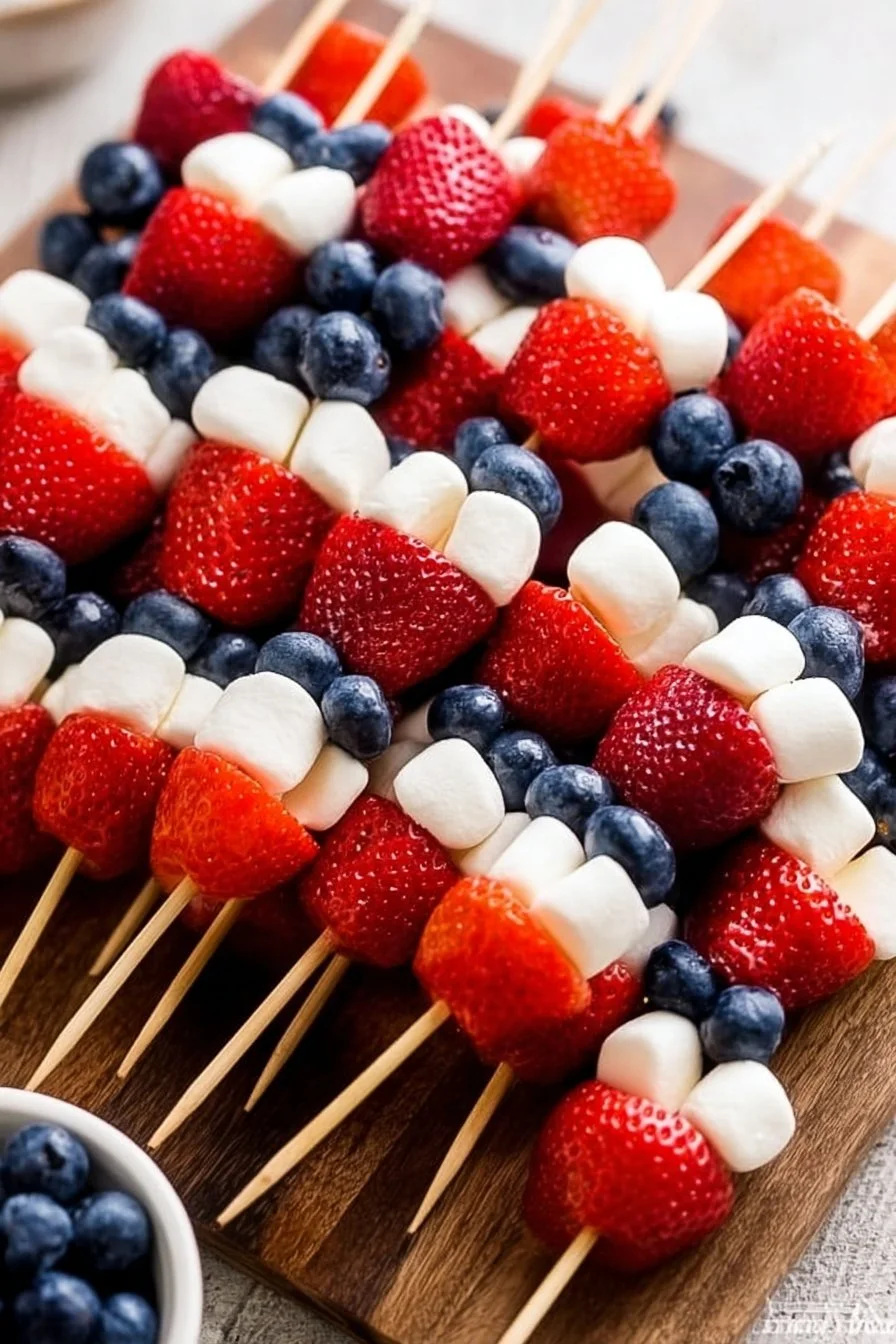 Red, White and Blue Fruit Kabobs