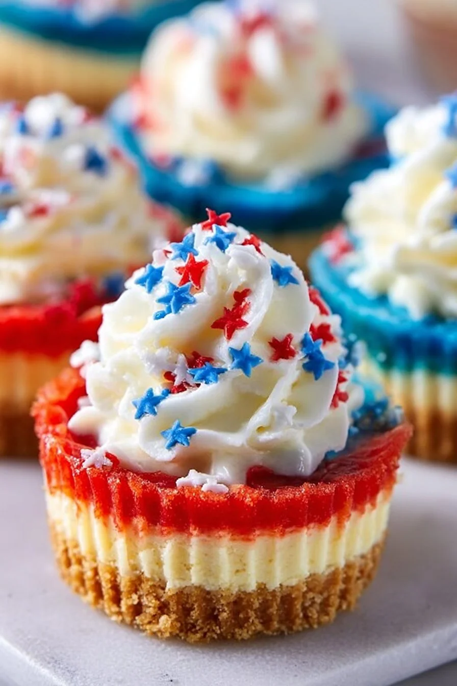 Red, White and Blue Mini Cheesecakes