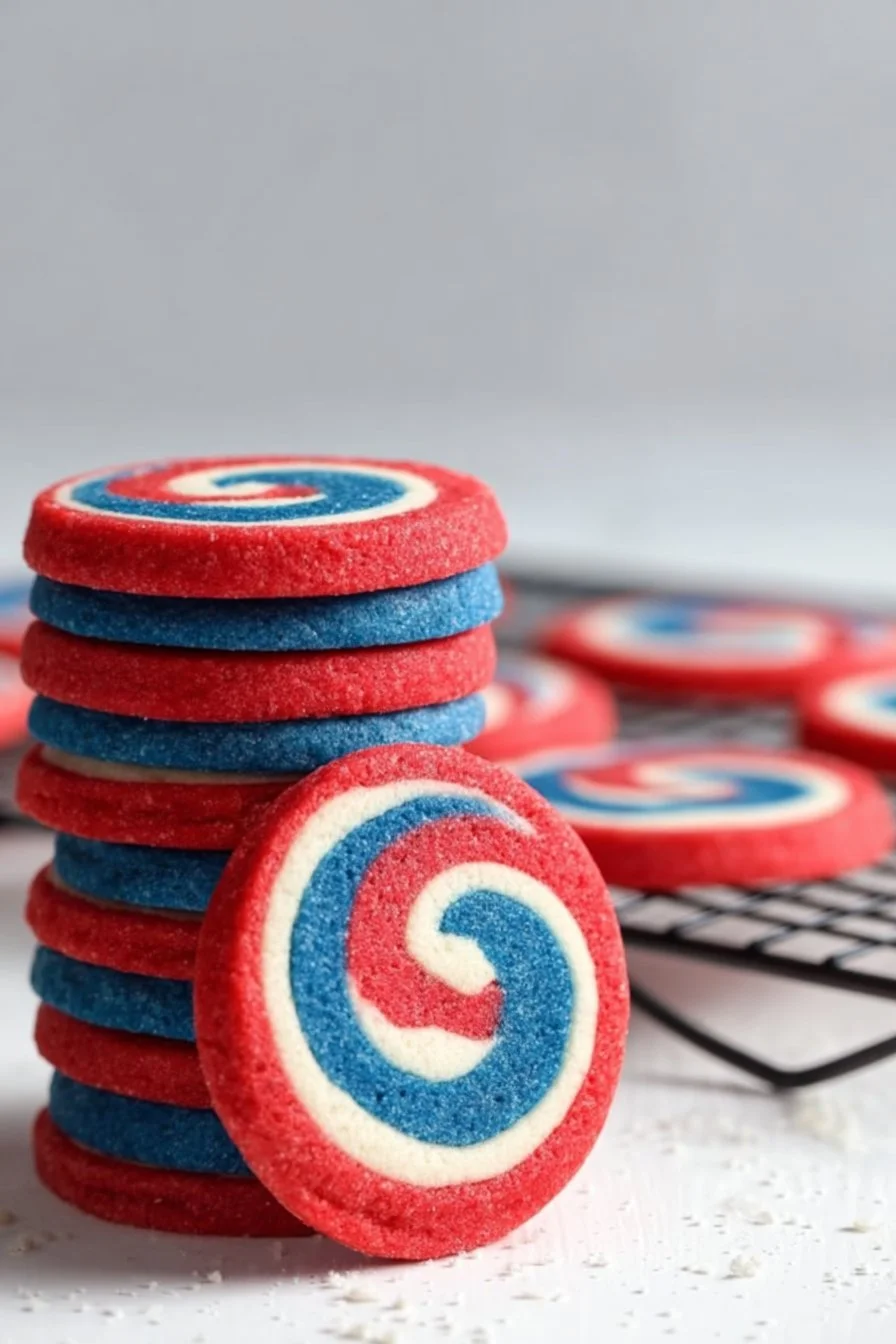 Red, White and Blue Pinwheel Icebox Cookies