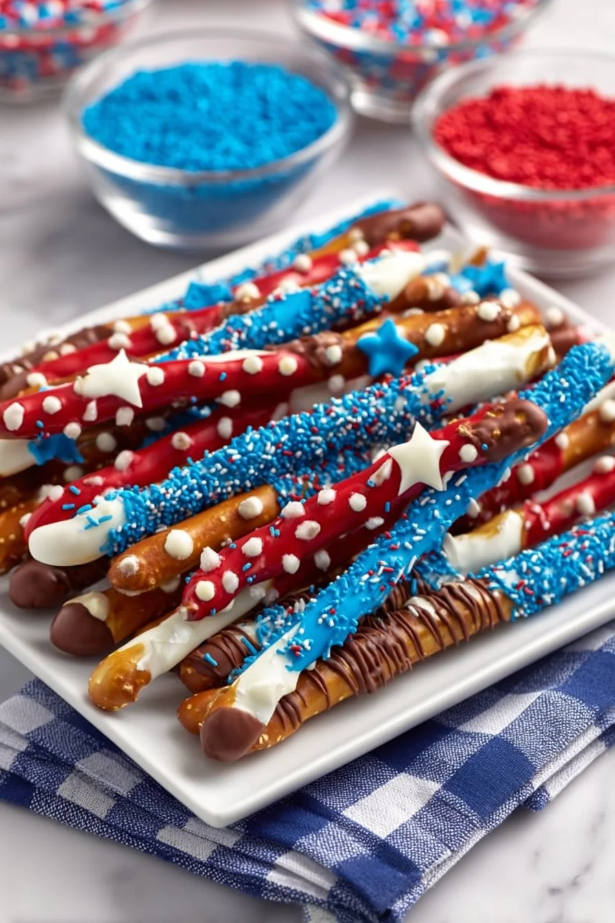 Red, White, and Blue Pretzel Rods